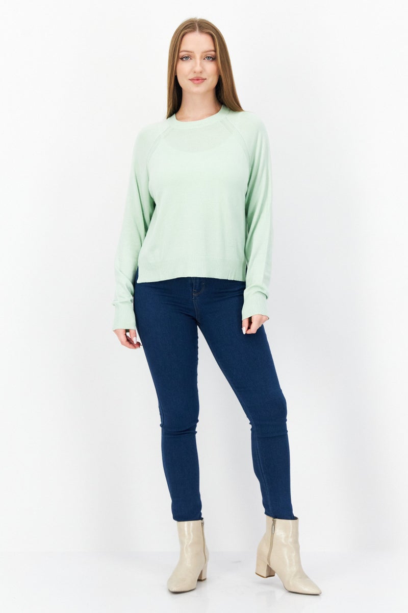 French Connection Women Round Neck Long Sleeves Plain Sweater, Mint - Image 4